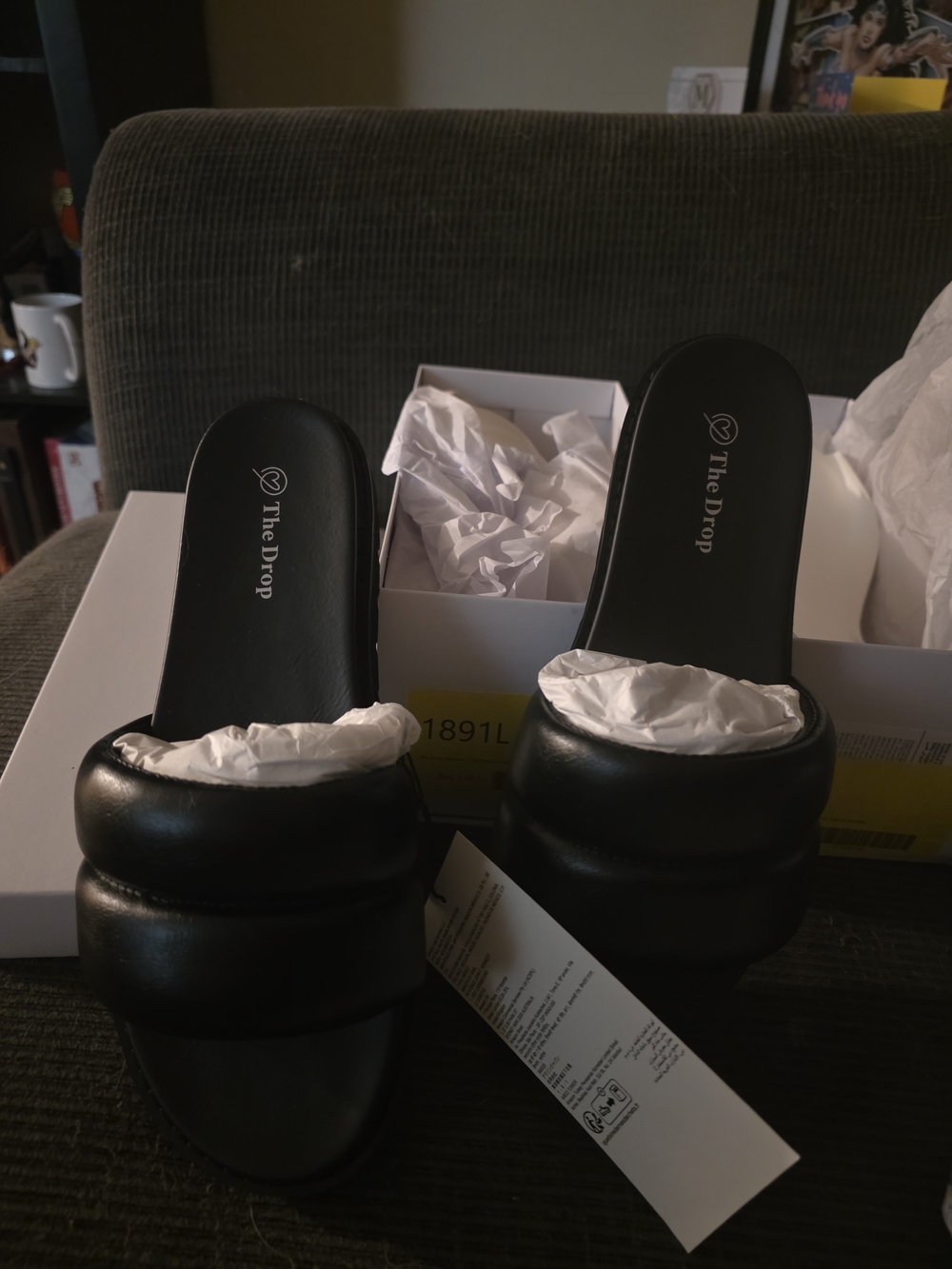 The Drop Women's Black Padded Slide Mules - Cushioned Comfort